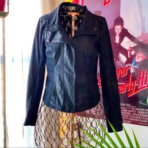 Apt 9 Black Jacket Metallic Sheen Faux Suede